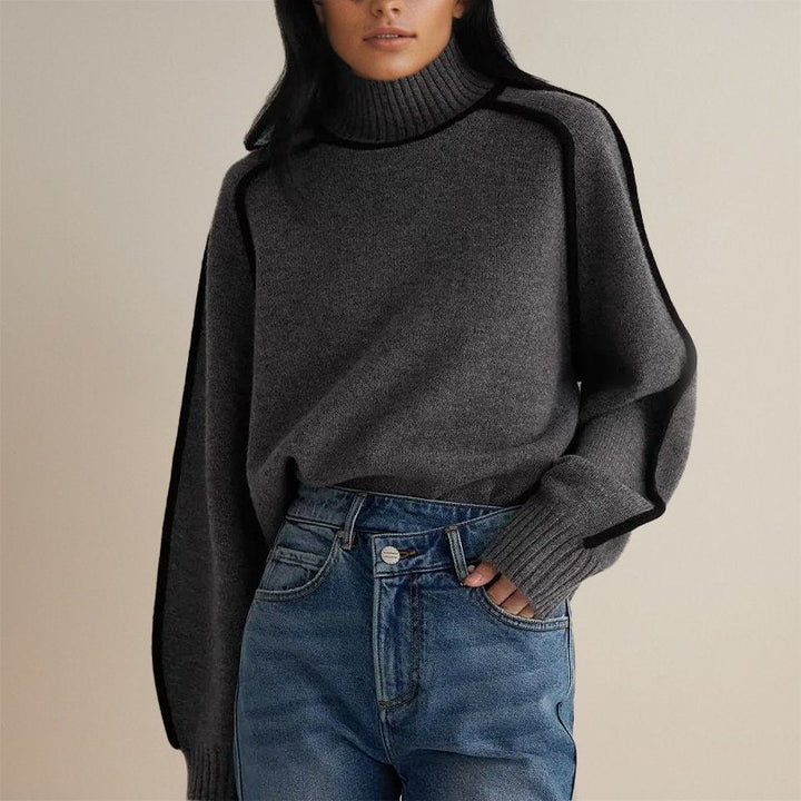 Women's Roll Neck Jumper with Contrast Trims - photo 3