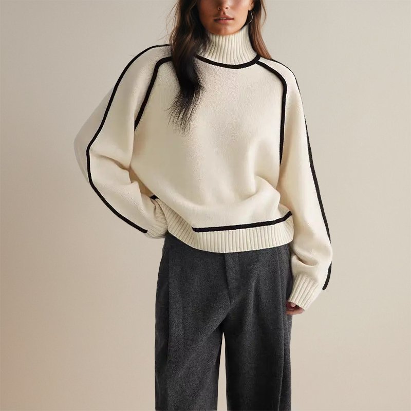 Women's Roll Neck Jumper with Contrast Trims - photo 4