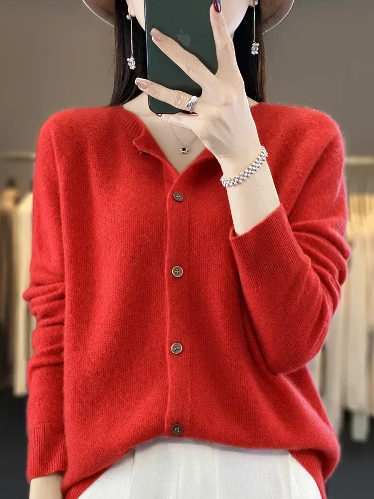 Women's Round Neck Cardigan in Soft Knit - photo 11