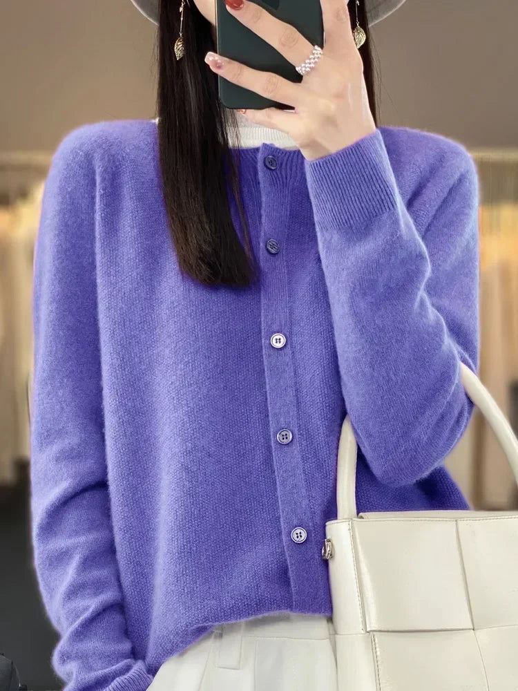 Women's Round Neck Cardigan in Soft Knit - photo 12