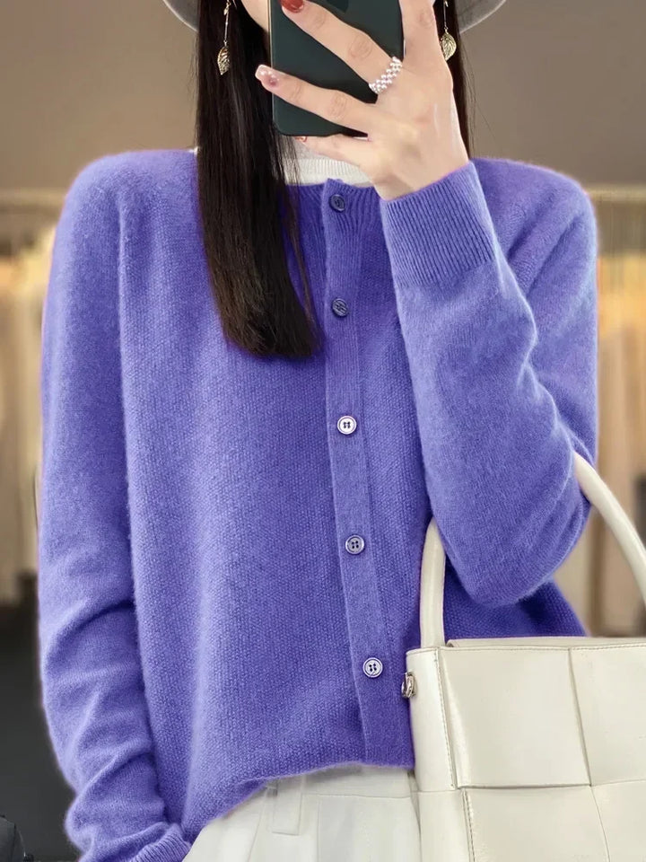 Women's Round Neck Cardigan in Soft Knit - photo 12