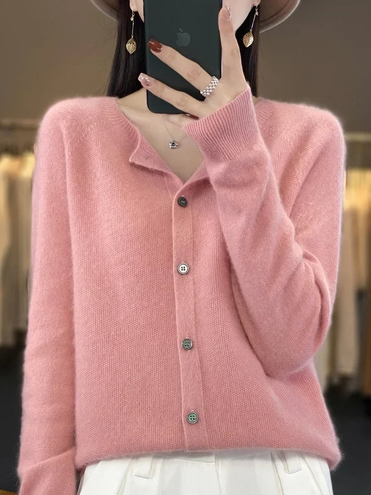 Women's Round Neck Cardigan in Soft Knit - photo 13