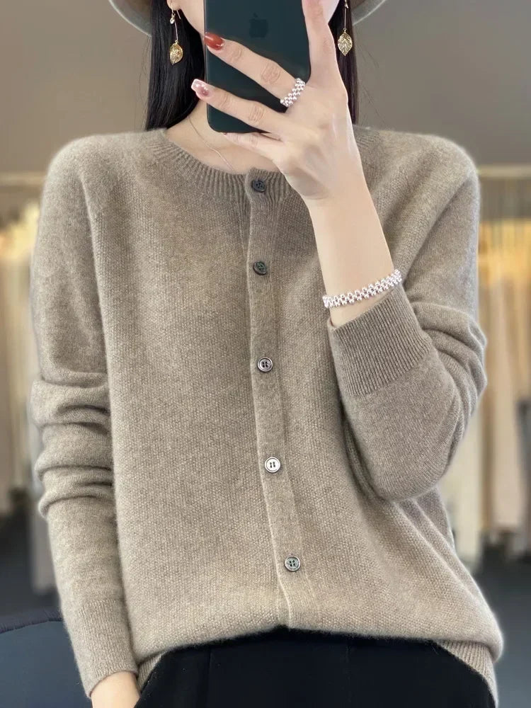 Women's Round Neck Cardigan in Soft Knit - photo 14