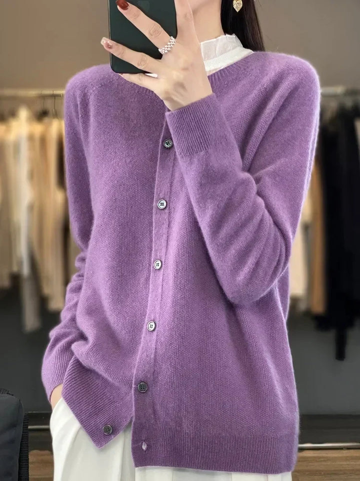 Women's Round Neck Cardigan in Soft Knit - photo 5