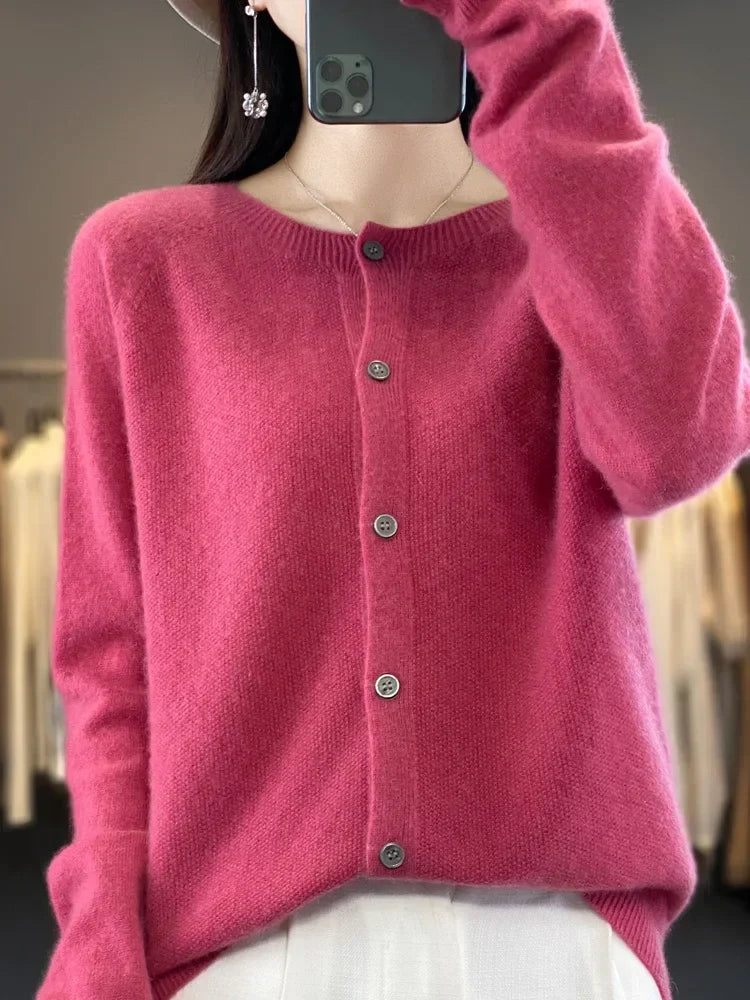 Women's Round Neck Cardigan in Soft Knit - photo 7