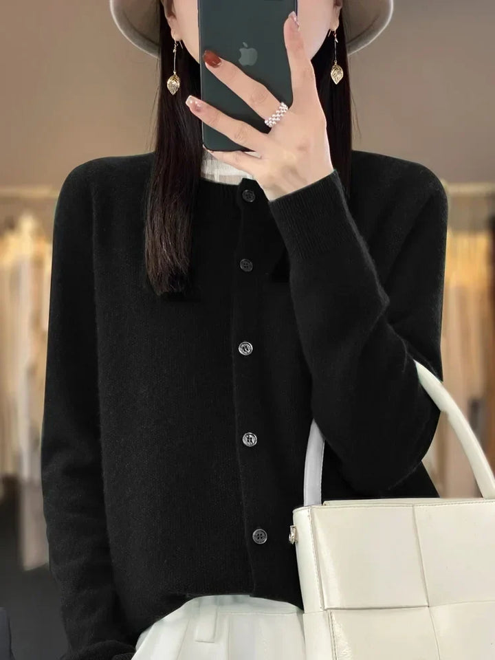 Women's Round Neck Cardigan in Soft Knit - photo 8