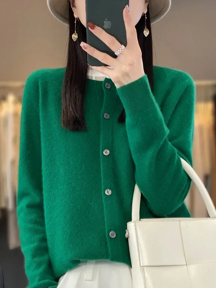 Women's Round Neck Cardigan in Soft Knit - photo 9