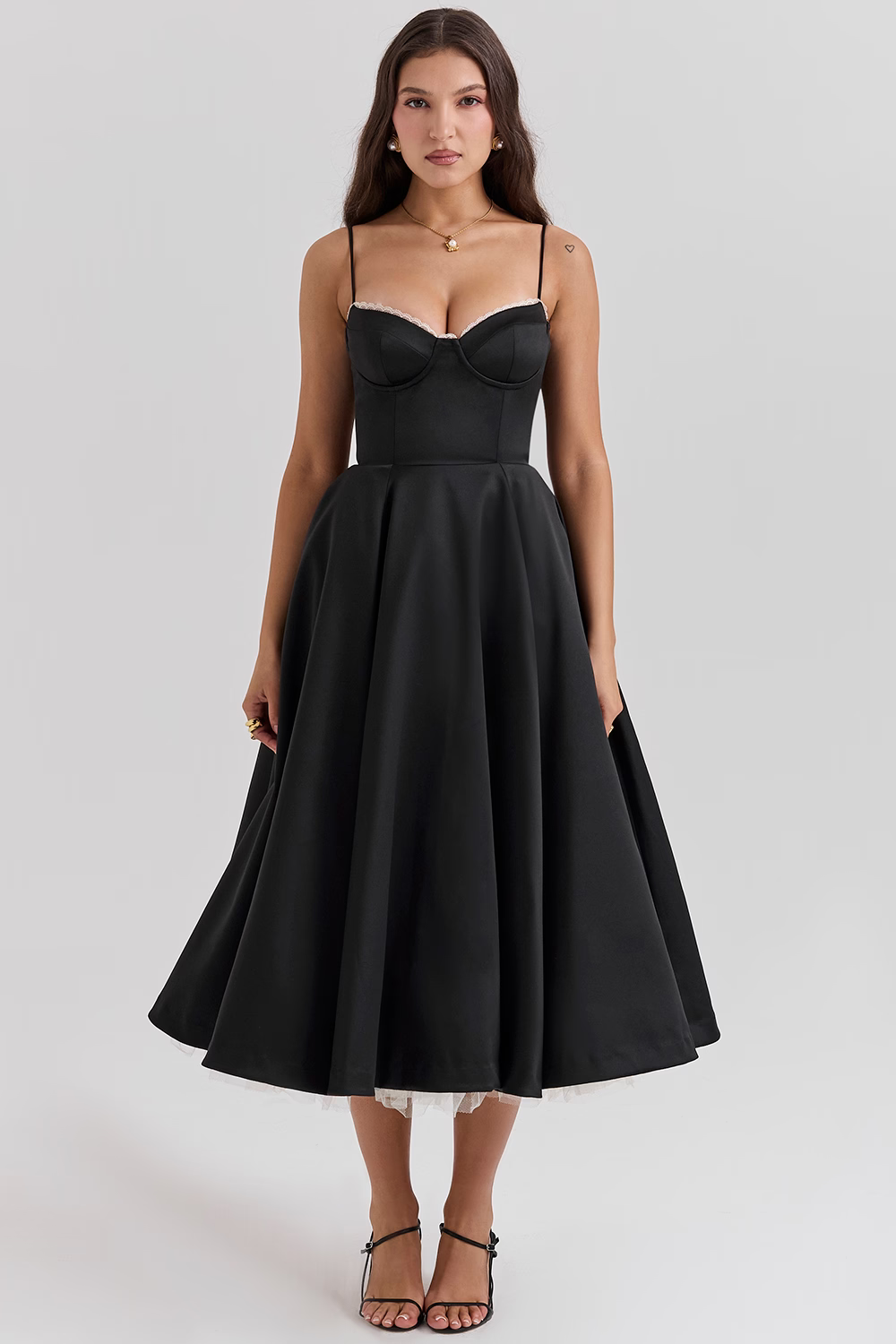 Women's Satin Flared Dress with Fitted Bodice - photo 10