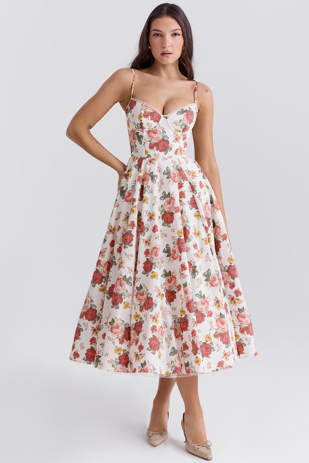 Women's Satin Flared Dress with Fitted Bodice - photo 13