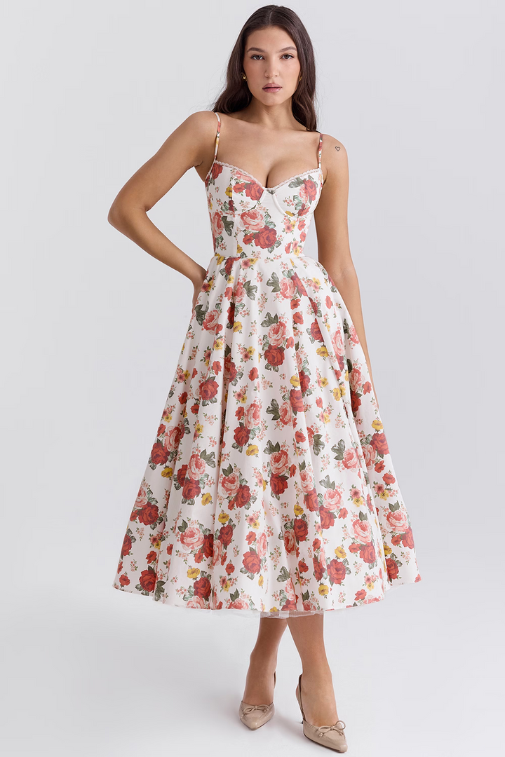 Women's Satin Flared Dress with Fitted Bodice - photo 13