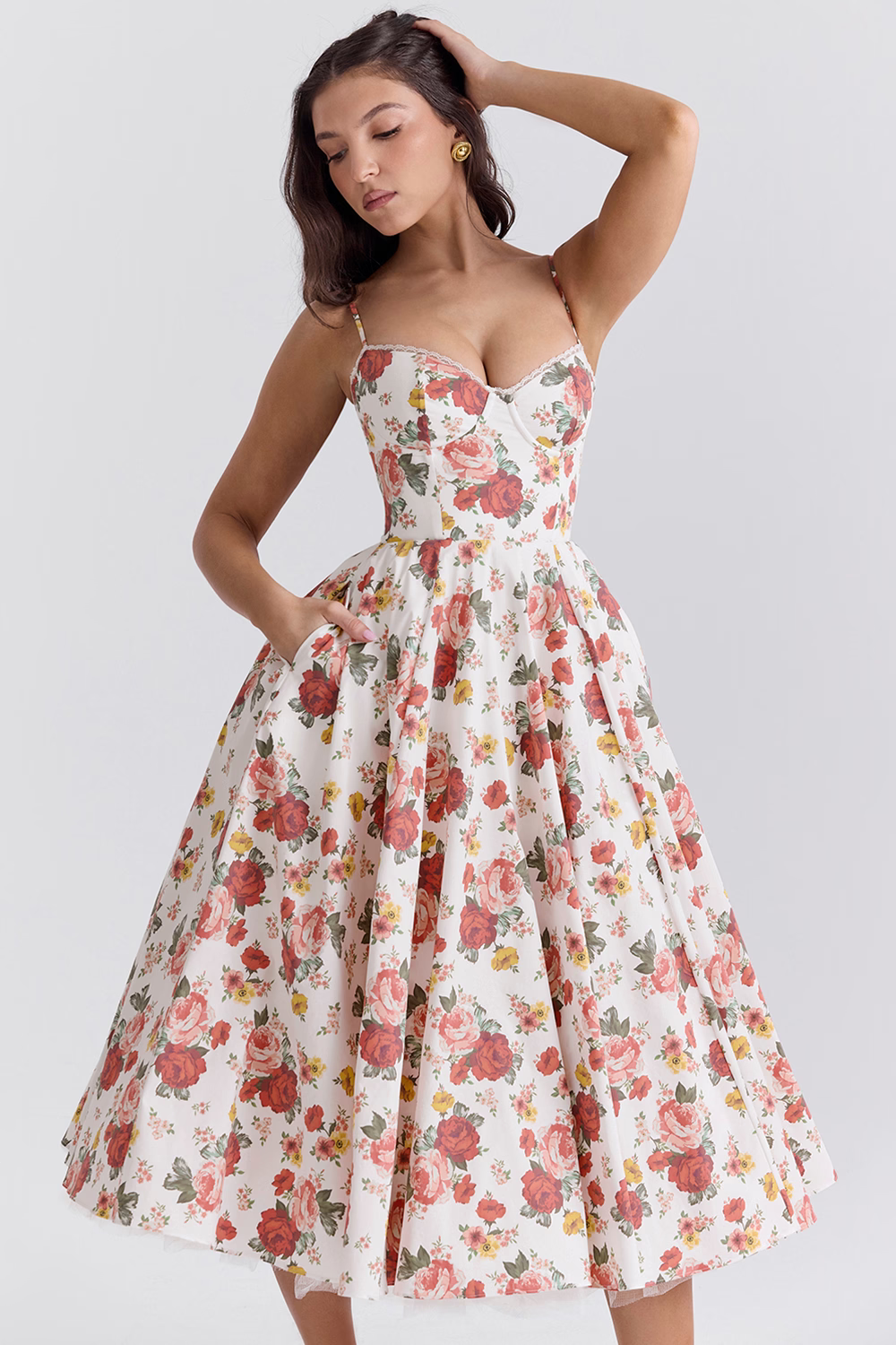 Women's Satin Flared Dress with Fitted Bodice - photo 14