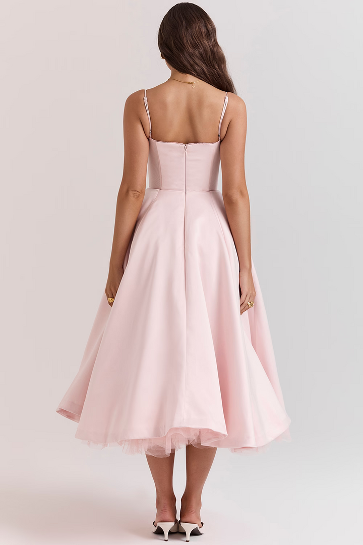 Women's Satin Flared Dress with Fitted Bodice - photo 6