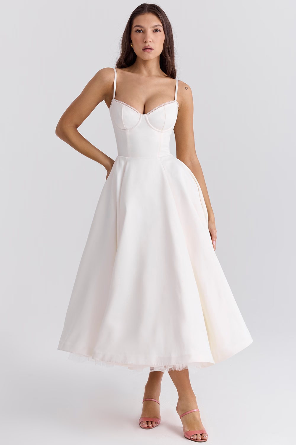 Women's Satin Flared Dress with Fitted Bodice - photo 7