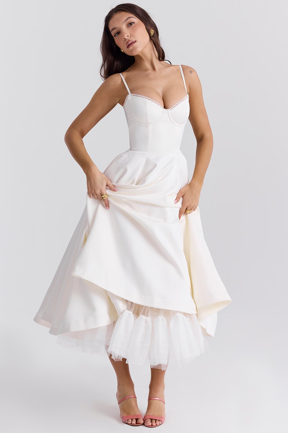 Women's Satin Flared Dress with Fitted Bodice - photo 8