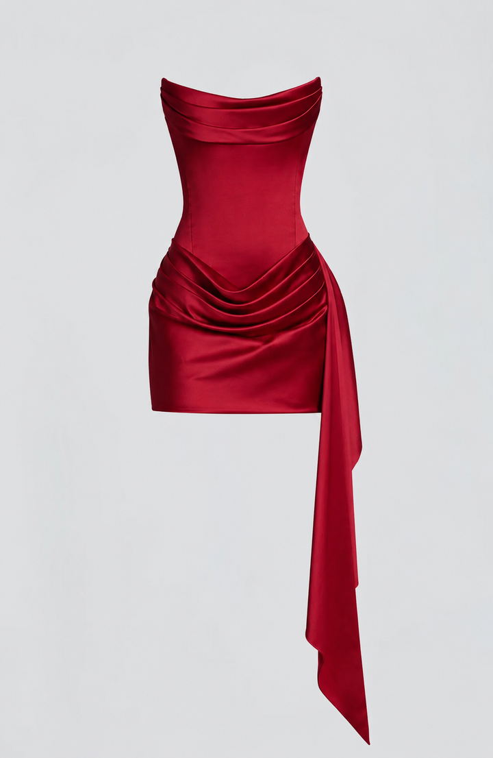 Women's Satin Mini Dress with No Sleeves