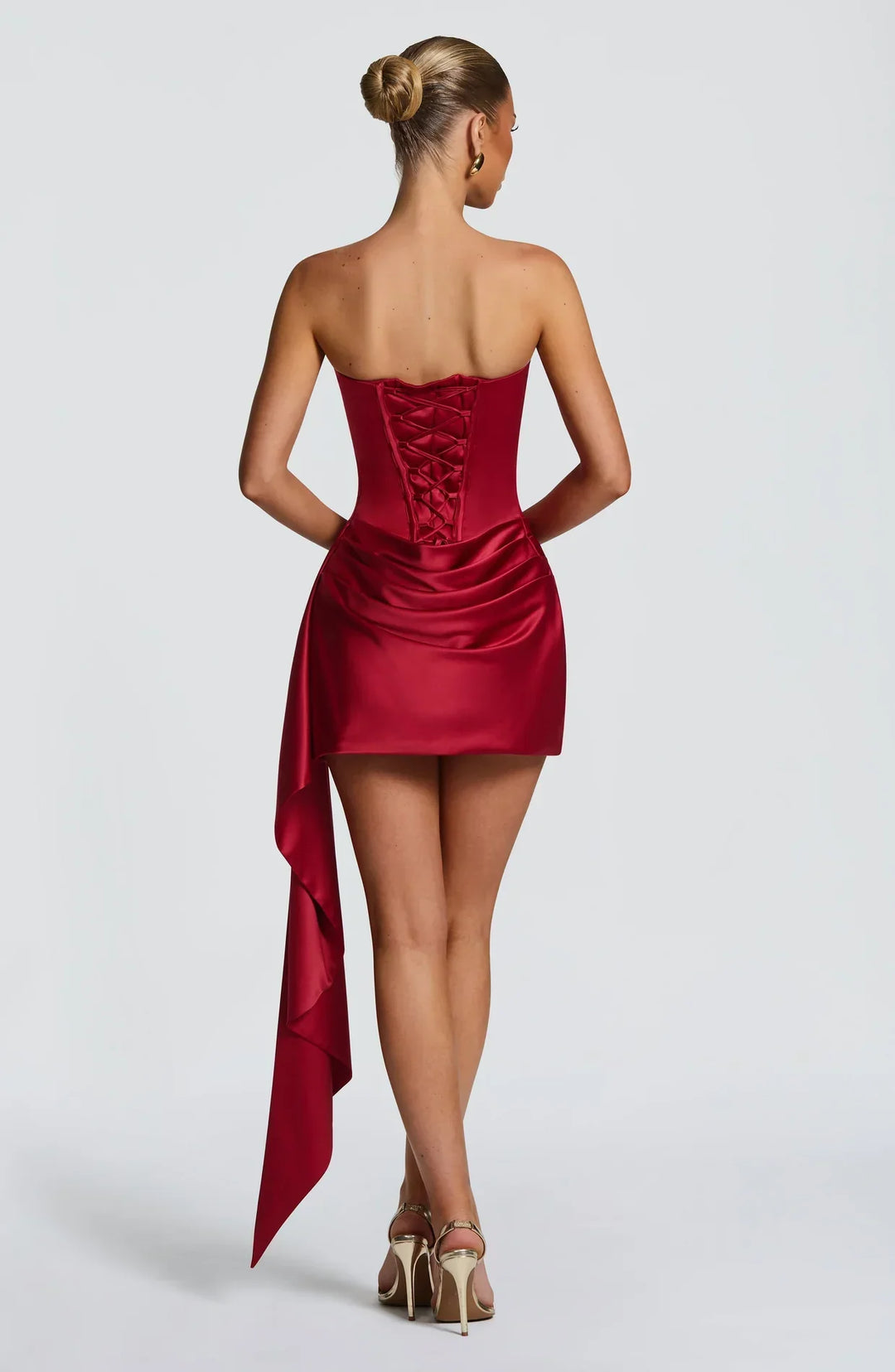 Women's Satin Mini Dress with No Sleeves
