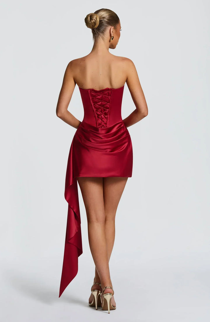 Women's Satin Mini Dress with No Sleeves