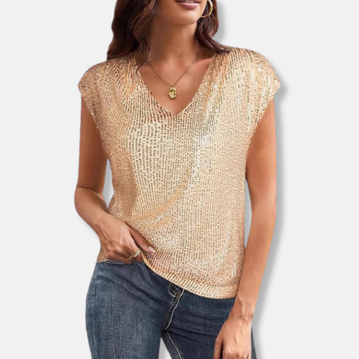 Women's Sequin Top with Short Sleeves
