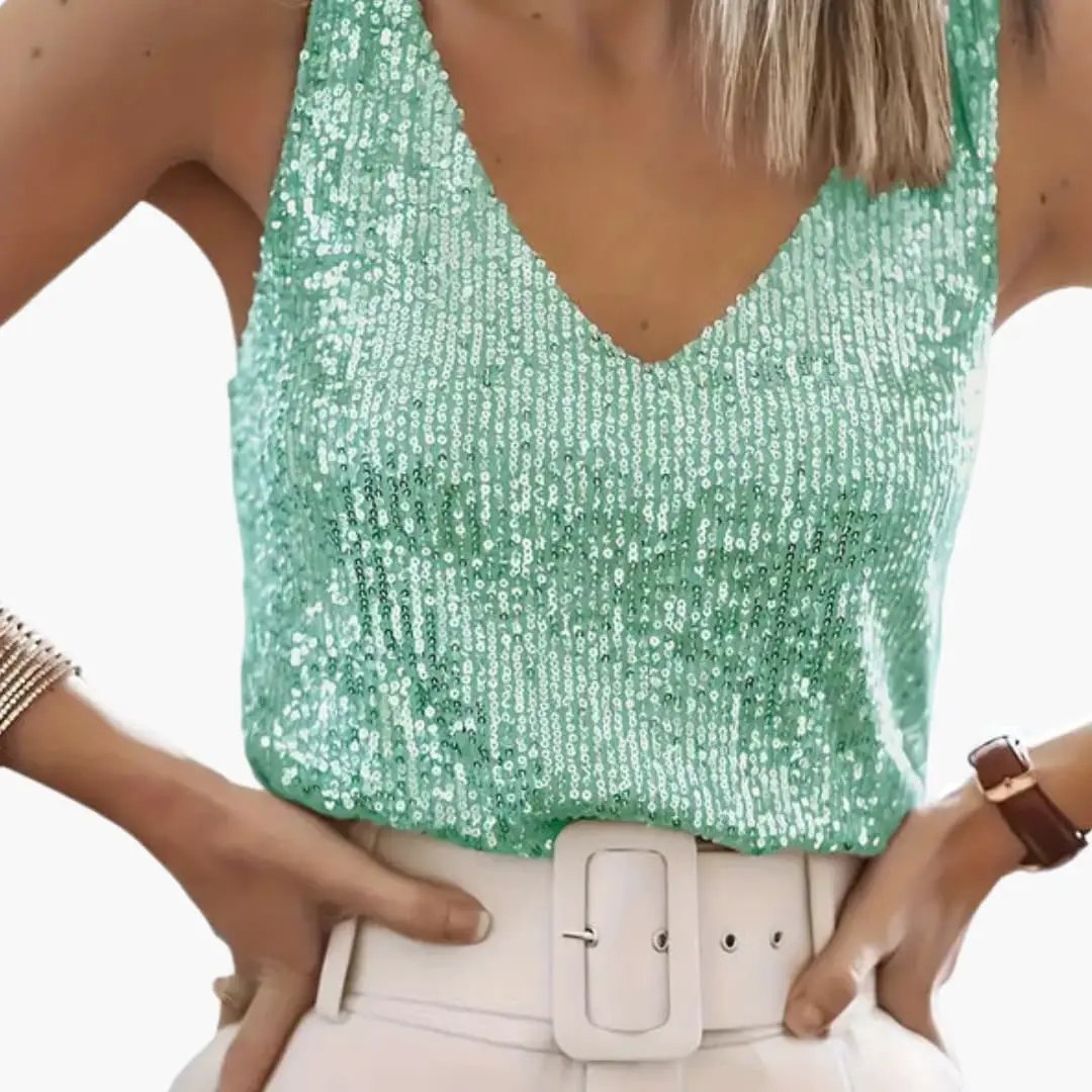 Women's Sequin Vest Top with a V Neck