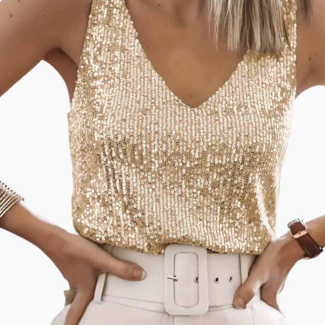 Women's Sequin Vest Top with a V Neck