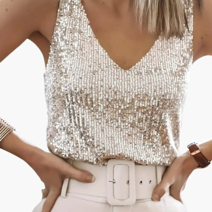 Women's Sequin Vest Top with a V Neck