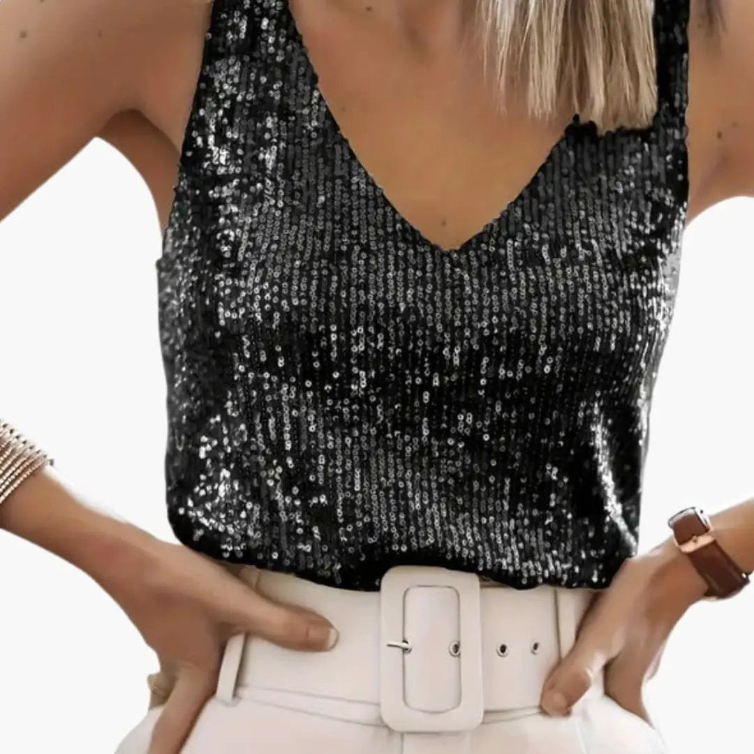 Women's Sequin Vest Top with a V Neck