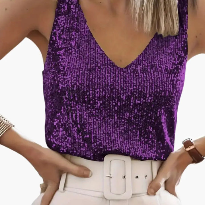 Women's Sequin Vest Top with a V Neck