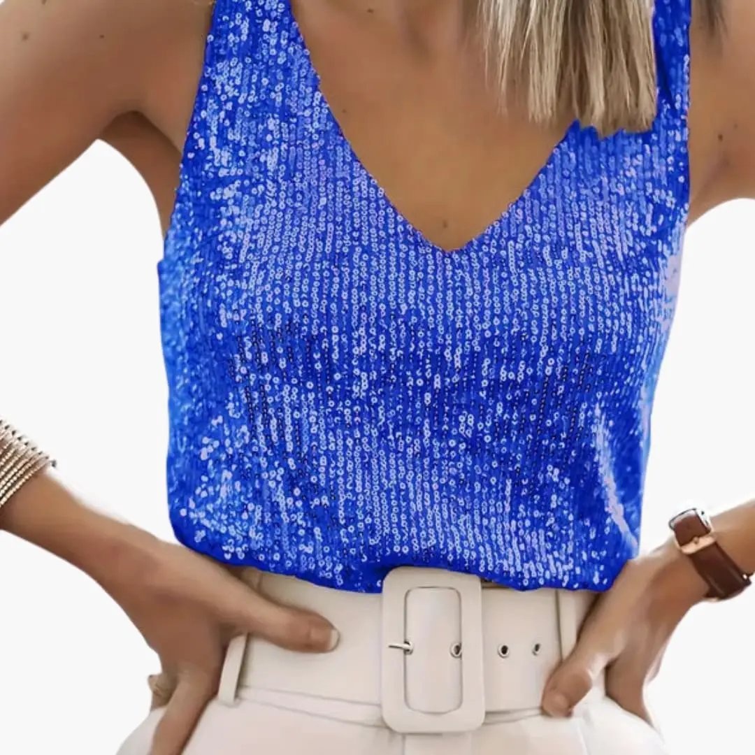 Women's Sequin Vest Top with a V Neck