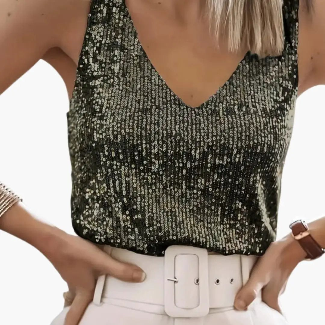 Women's Sequin Vest Top with a V Neck