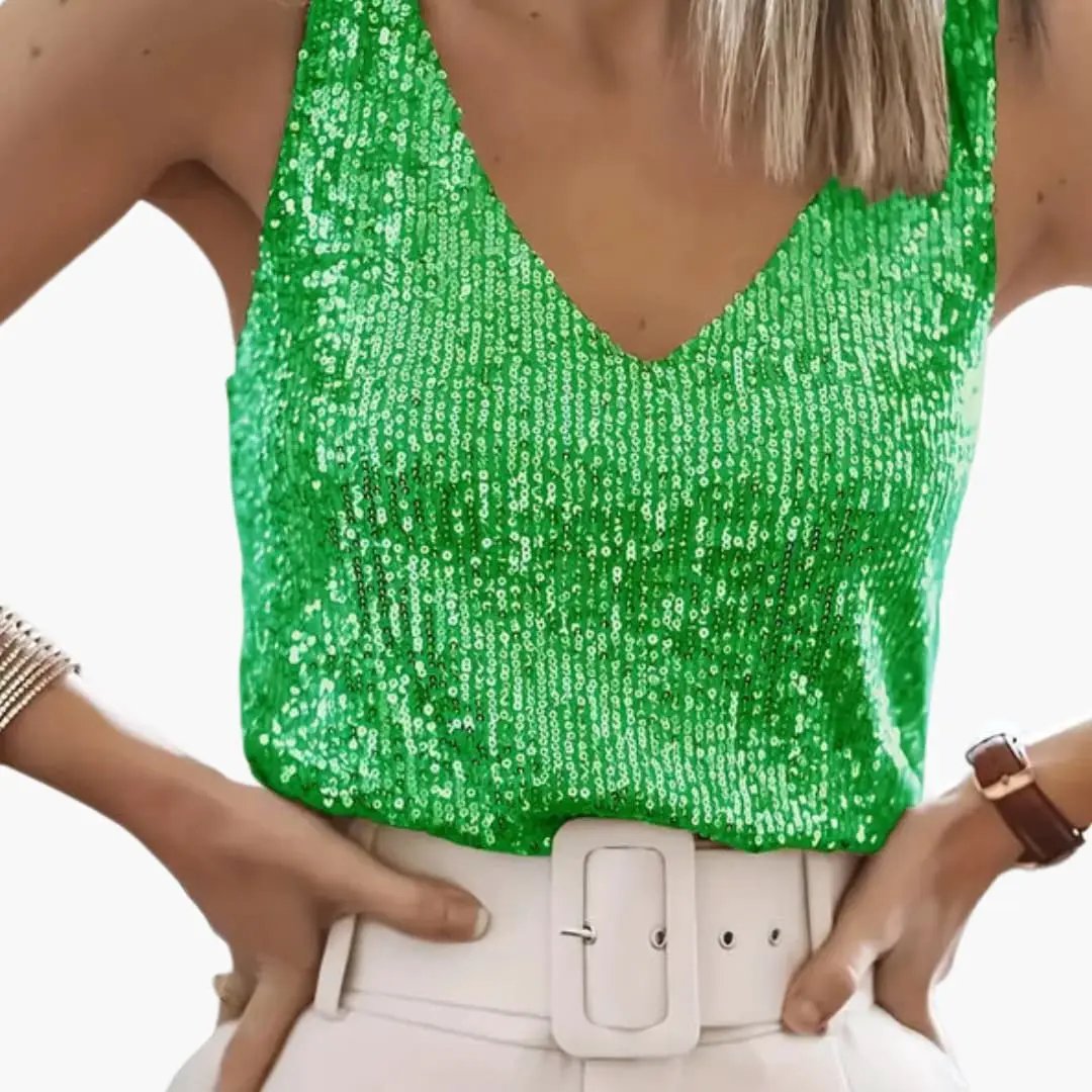 Women's Sequin Vest Top with a V Neck