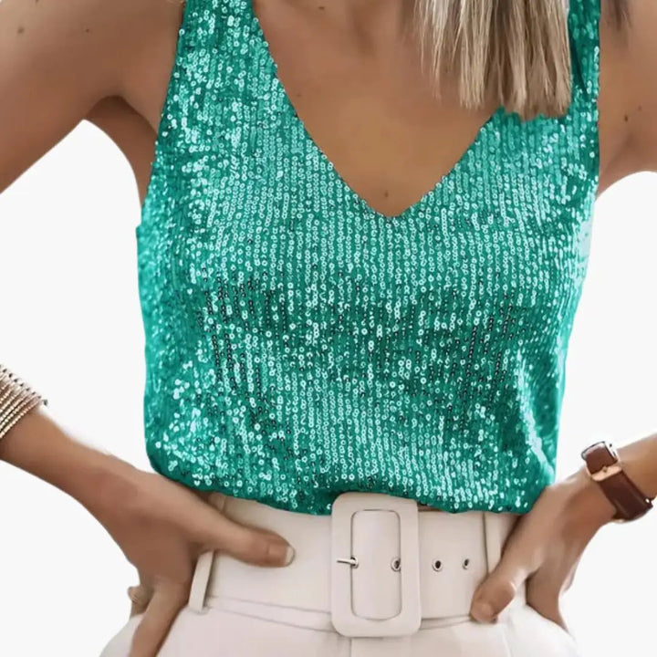 Women's Sequin Vest Top with a V Neck