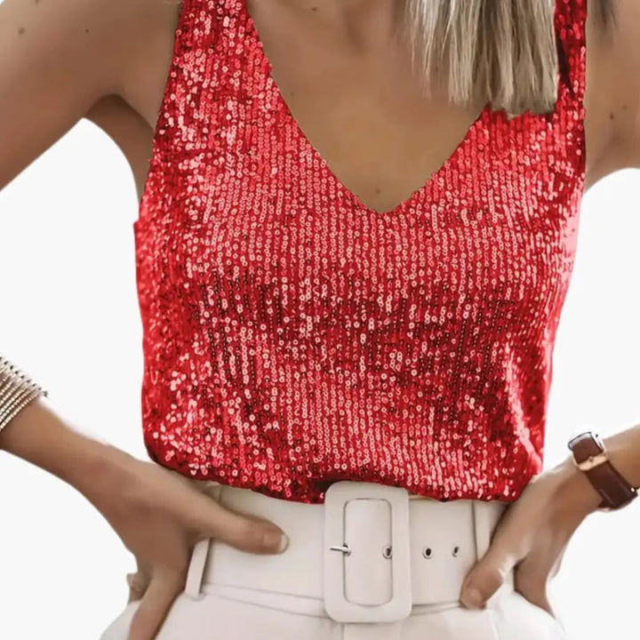 Women's Sequin Vest Top with a V Neck