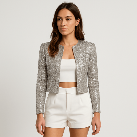 Women's Short Sequin Blazer for Evenings