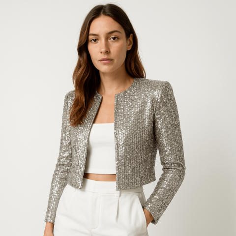 Women's Short Sequin Blazer for Evenings