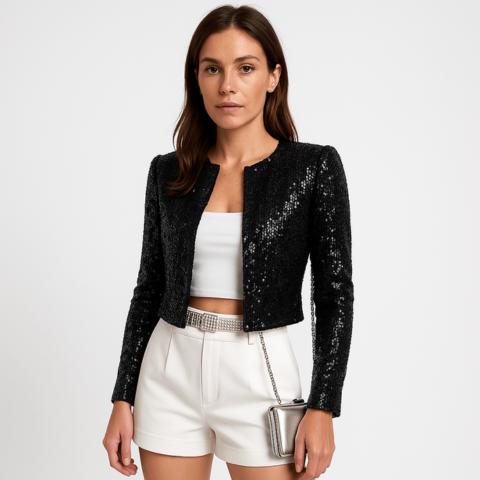 Women's Short Sequin Blazer for Evenings