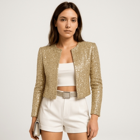 Women's Short Sequin Blazer for Evenings