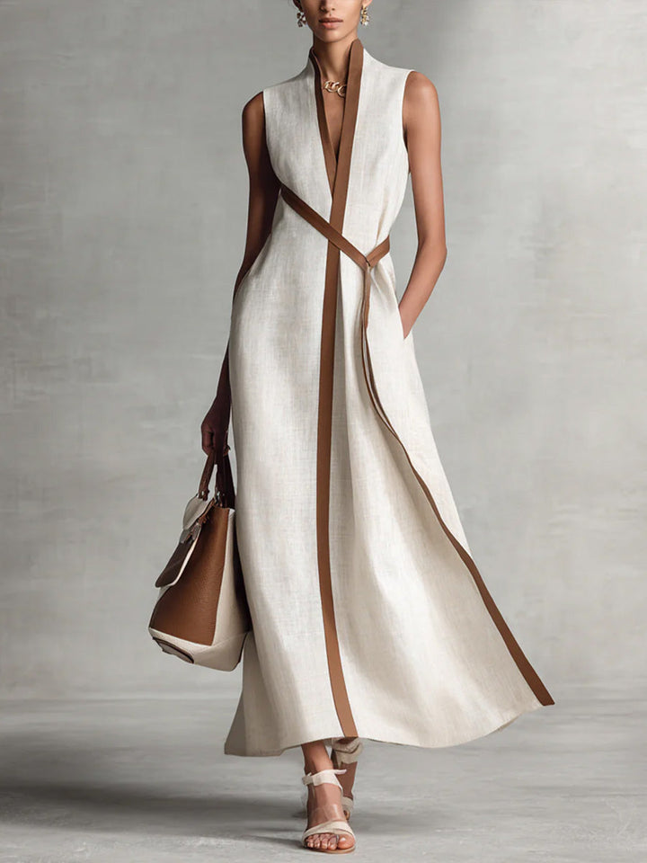 Women's Sleeveless Maxi Dress with Contrast Trim - photo 2