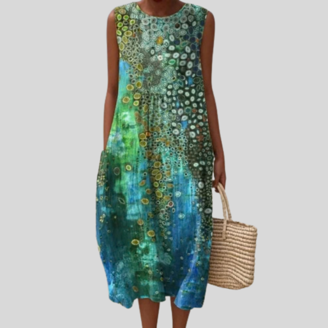 Women's Sleeveless Midi Dress in Abstract Print - photo 1