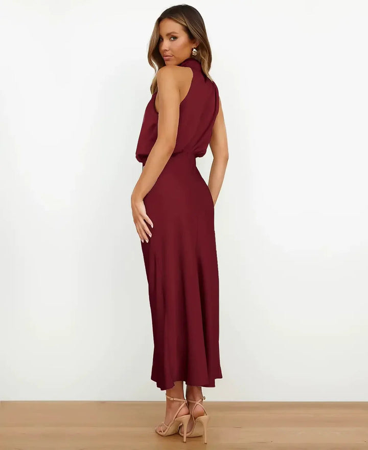 Women's Sleeveless Midi Dress with Draped Neckline - photo 22