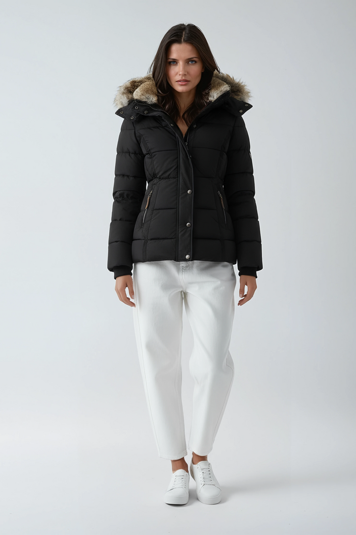 Cassie - Women's Slim Fit Puffer Coat with Hood