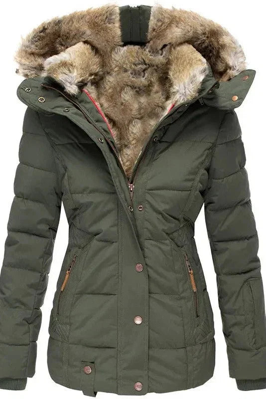 Cassie - Women's Slim Fit Puffer Coat with Hood