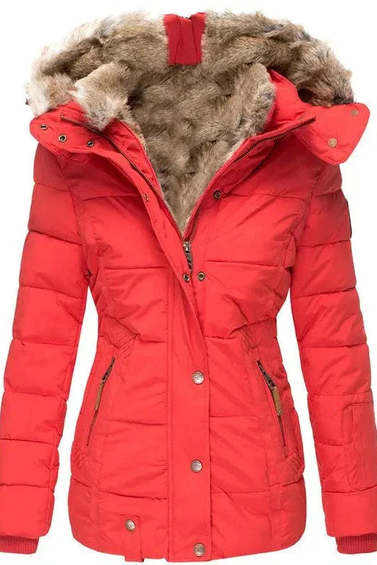 Cassie - Women's Slim Fit Puffer Coat with Hood