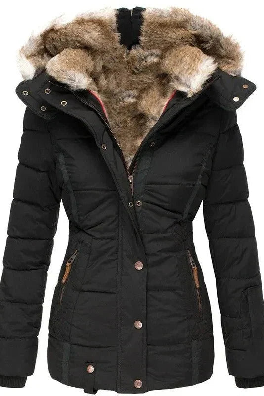 Cassie - Women's Slim Fit Puffer Coat with Hood