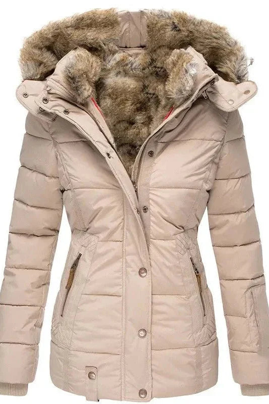 Cassie - Women's Slim Fit Puffer Coat with Hood