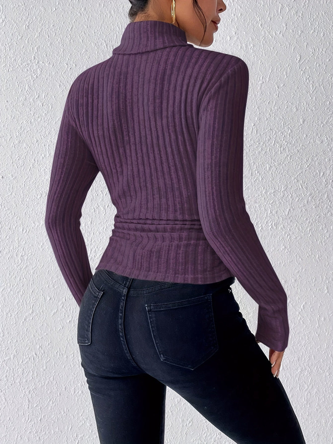 Women's Slim Fit Ribbed Turtleneck Jumper