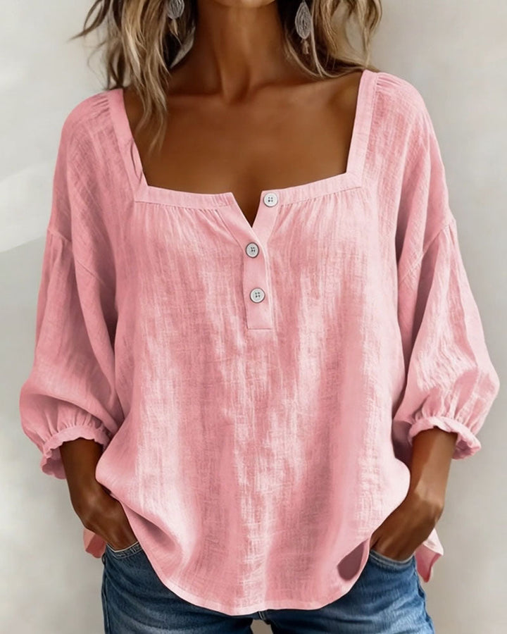 Women's Square Neck Blouse with Ruffle Sleeves - photo 1