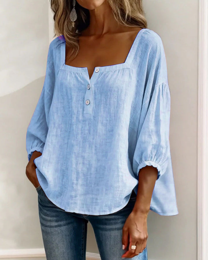 Women's Square Neck Blouse with Ruffle Sleeves - photo 10