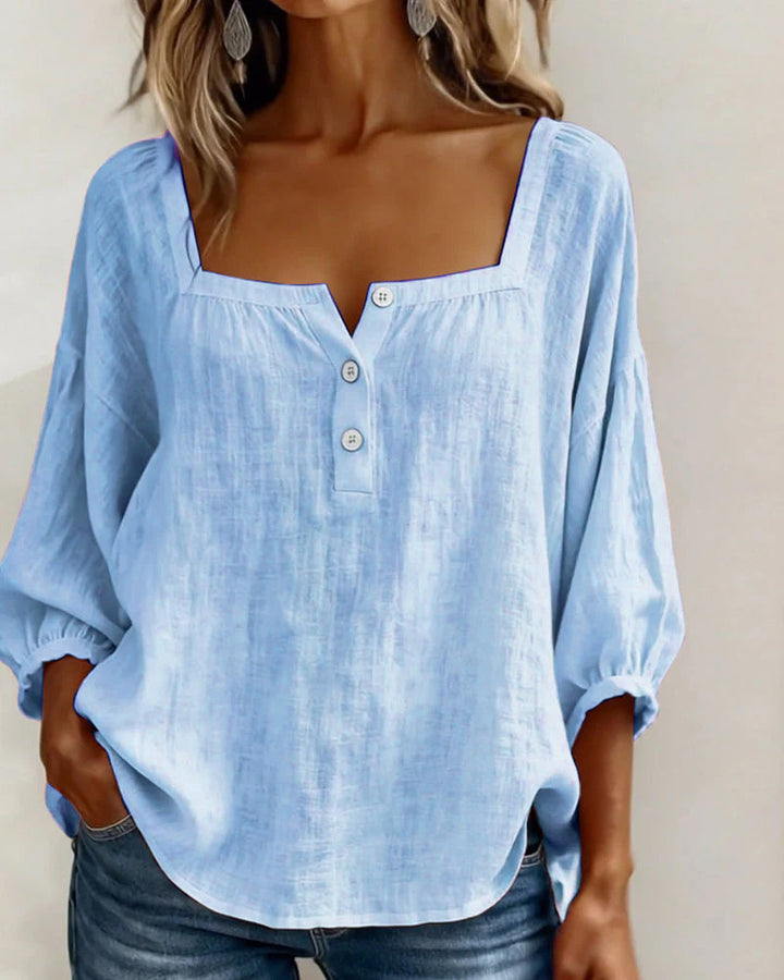 Women's Square Neck Blouse with Ruffle Sleeves - photo 11