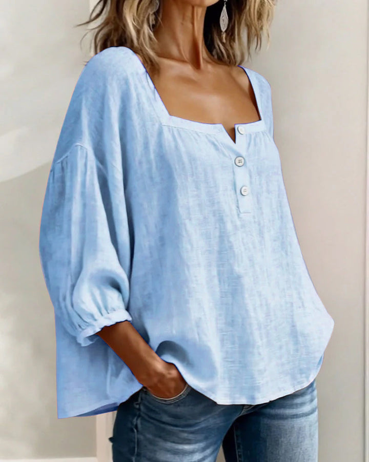 Women's Square Neck Blouse with Ruffle Sleeves - photo 12