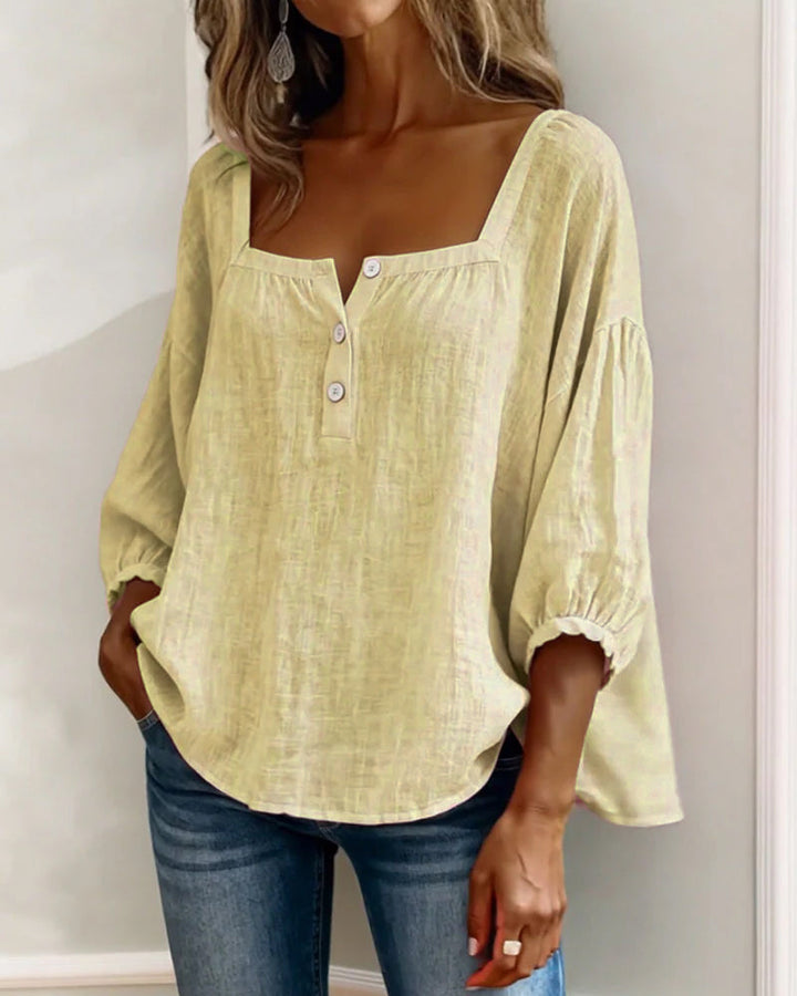 Women's Square Neck Blouse with Ruffle Sleeves - photo 14